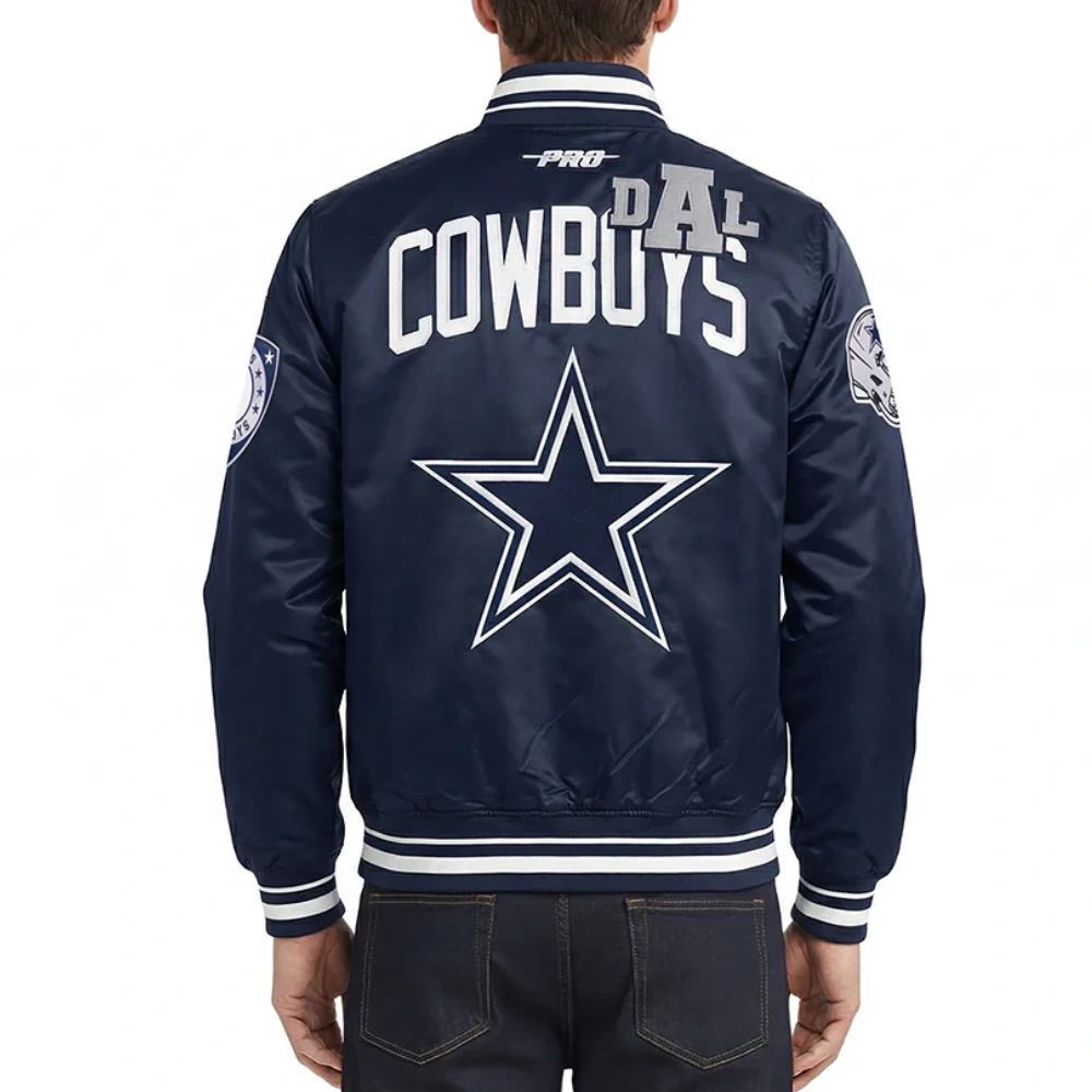 Alternative view of Dallas Cowboys Letterman Navy Satin Jacket