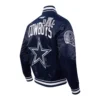 Dallas Cowboys Letterman Navy Satin Jacket - Image 4