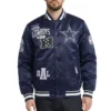 Dallas Cowboys Letterman Navy Satin Jacket