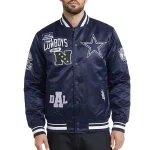Dallas Cowboys Letterman Navy Satin Jacket