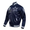 Dallas Cowboys Letterman Navy Satin Jacket - Image 3