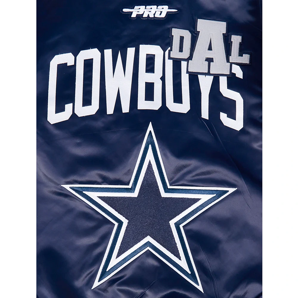 Dallas Cowboys Letterman Navy Satin Jacket - Image 10