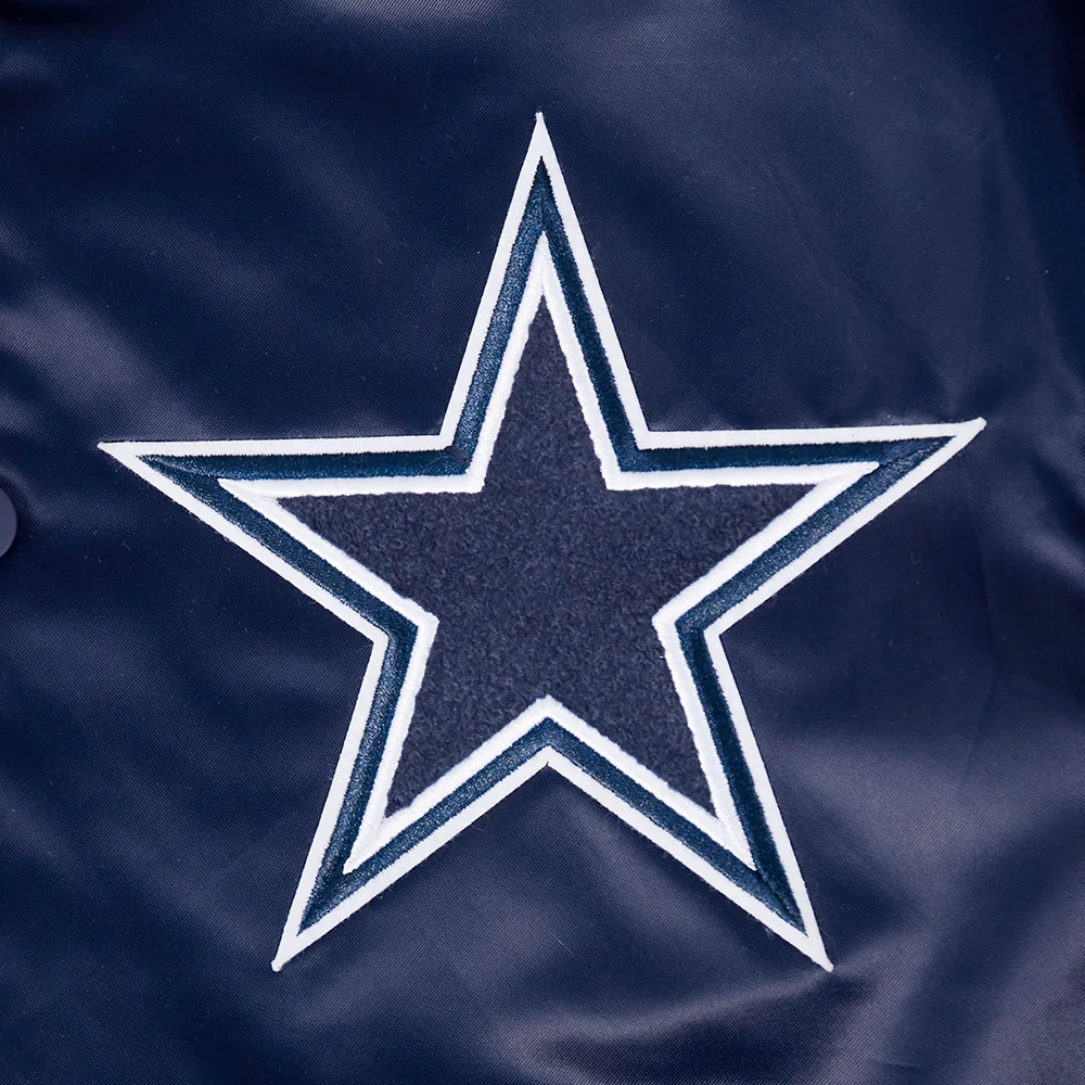 Dallas Cowboys Letterman Navy Satin Jacket - Image 6