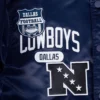 Dallas Cowboys Letterman Navy Satin Jacket - Image 5