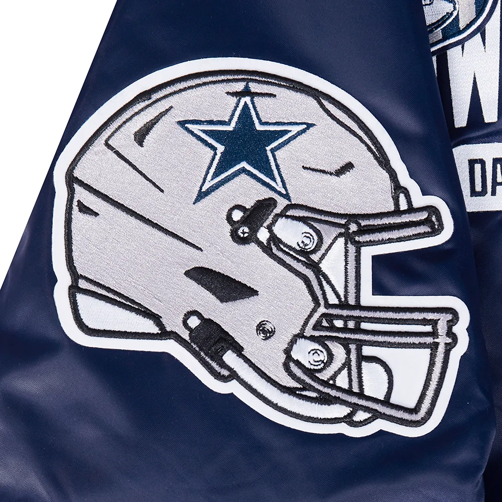 Dallas Cowboys Letterman Navy Satin Jacket - Image 9