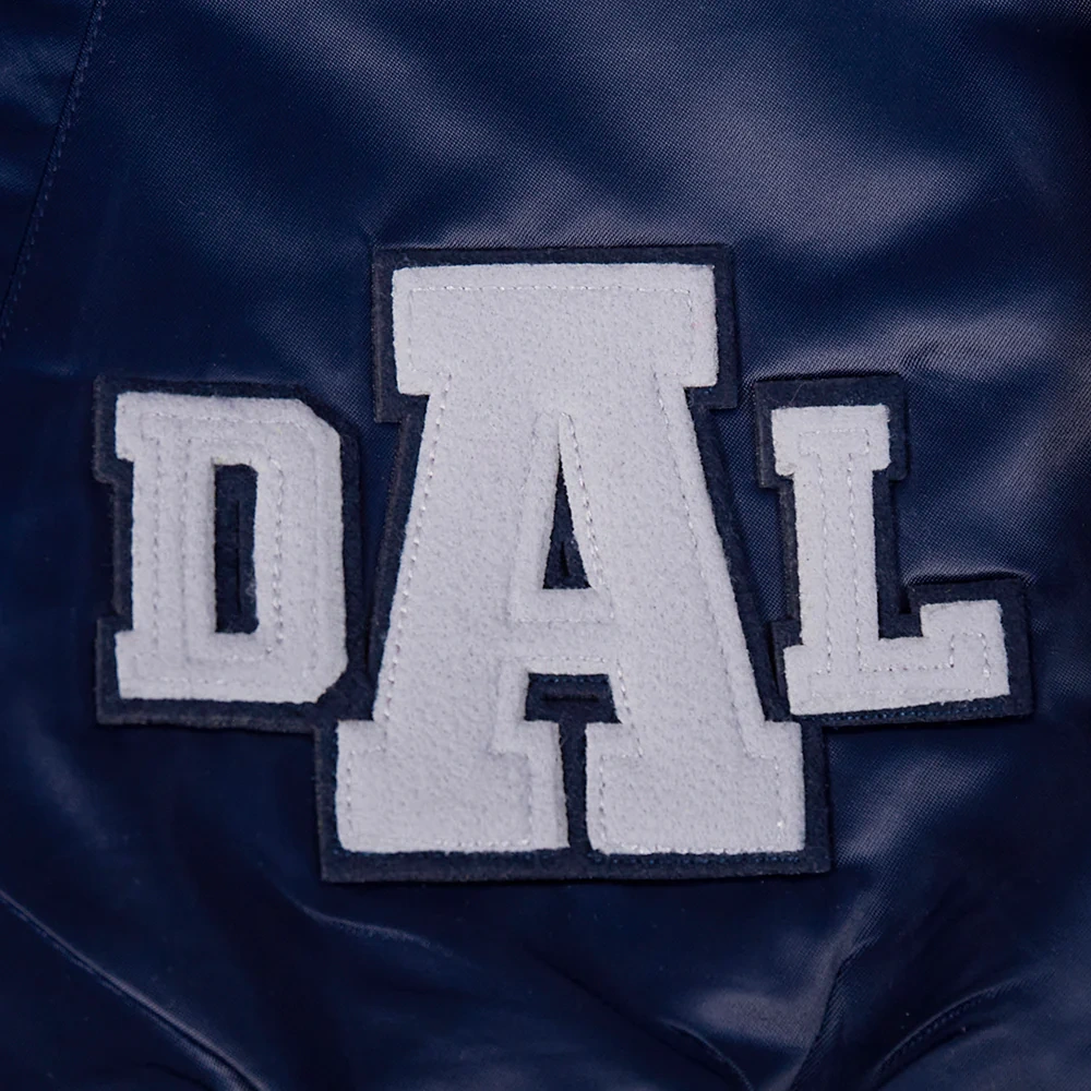 Dallas Cowboys Letterman Navy Satin Jacket - Image 7