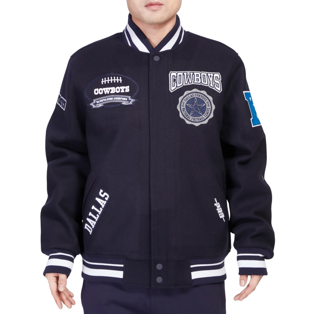 Dallas Cowboys Crest Emblem Navy Wool Jacket