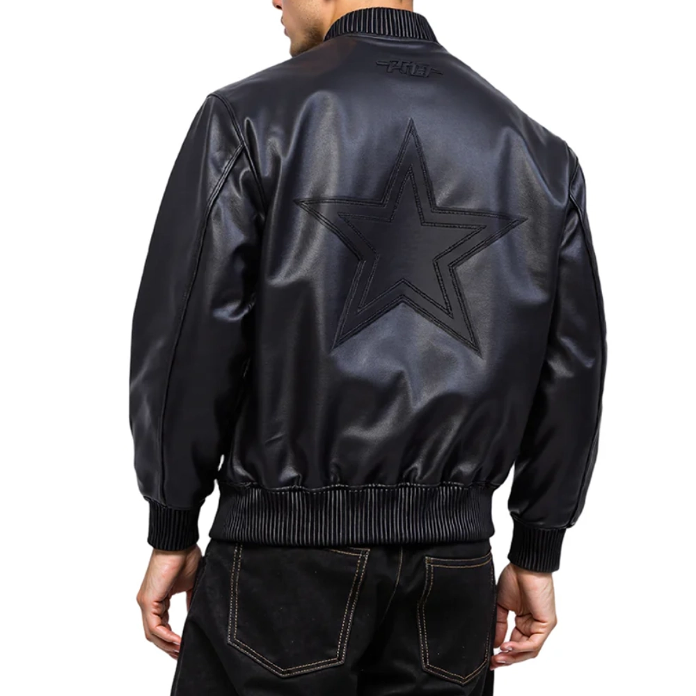 Alternative view of Dallas Cowboys Washed Vanguard Black Leather Jacket