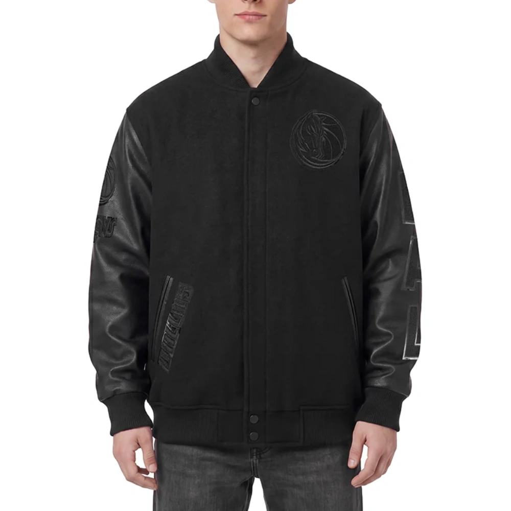 Dallas Mavericks Triple Black Wool/Leather Jacket
