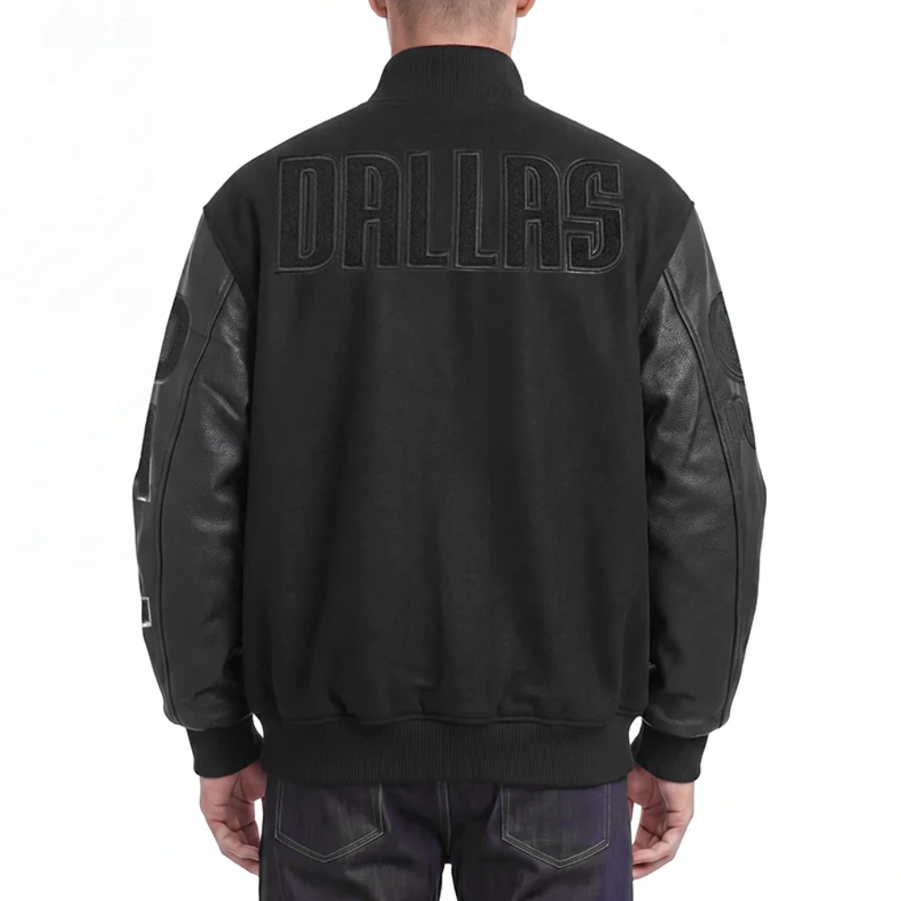 Alternative view of Dallas Mavericks Triple Black Wool/Leather Jacket