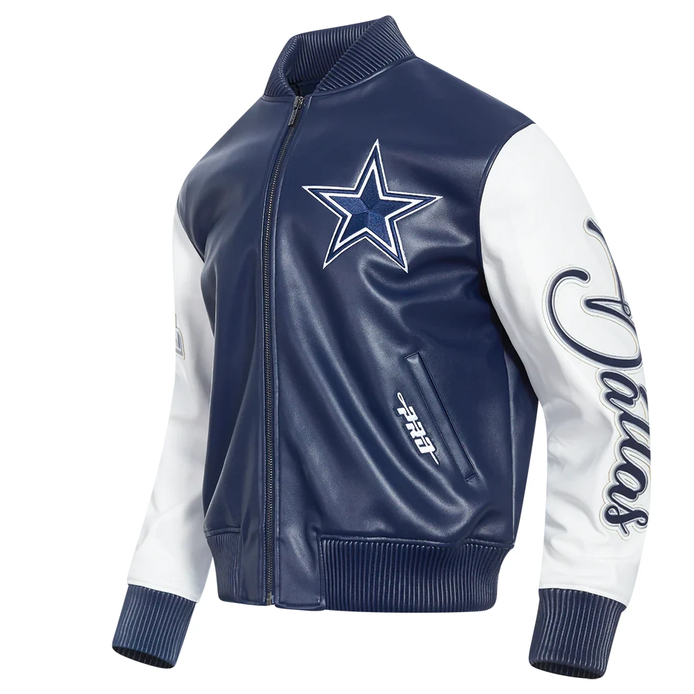 Alternative view of Dallas Cowboys City Signature Navy/White Leather Jacket