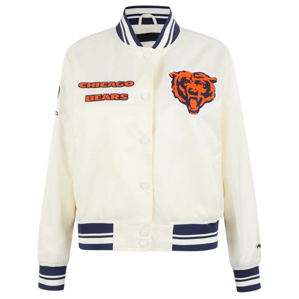 Chicago Bears Women's Retro Classic White Satin Jacket