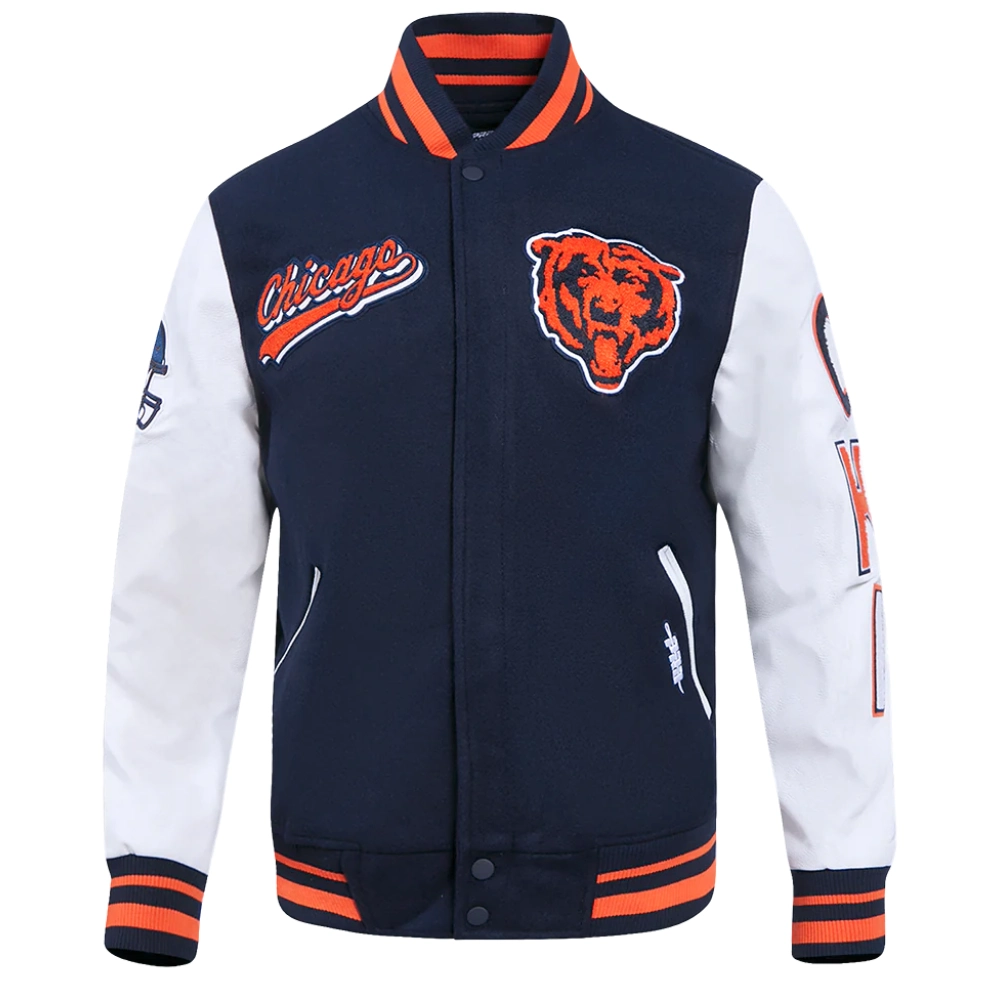 Alternative view of Chicago Bears Script Tail Wool/Leather Jacket