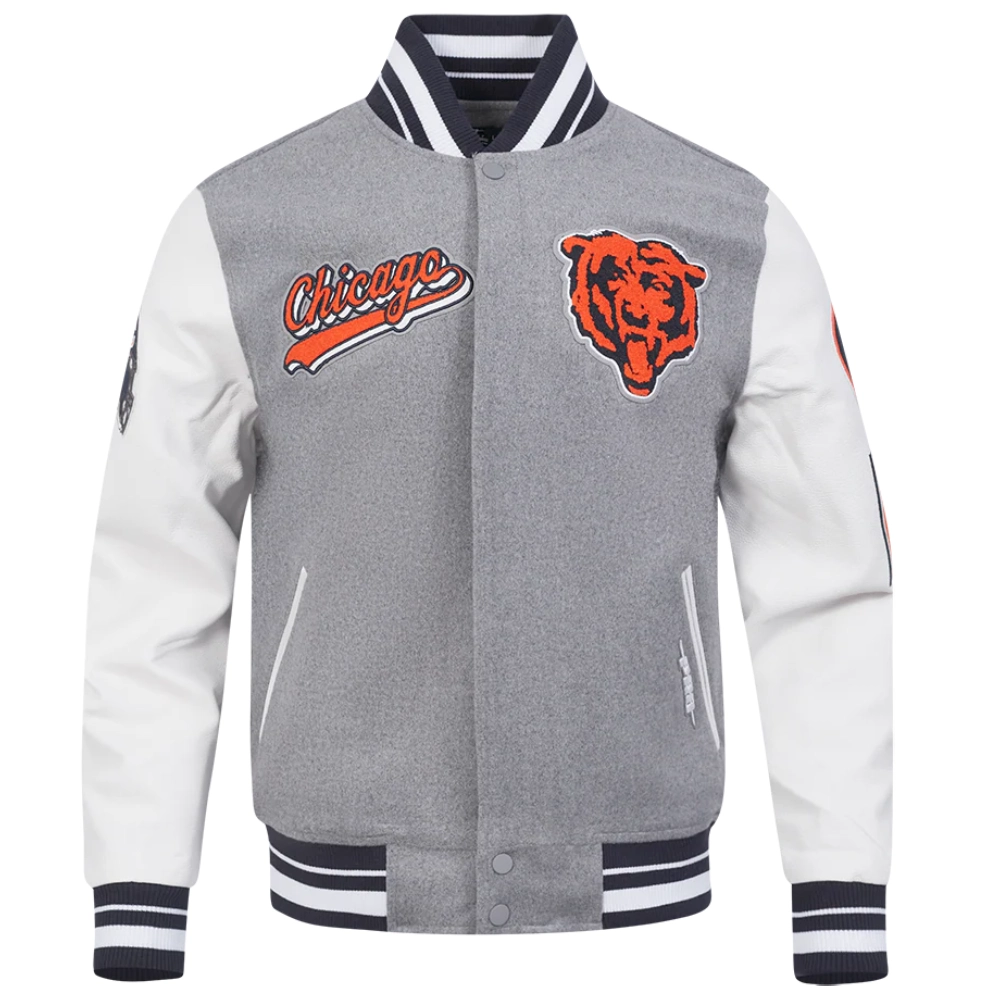 Chicago Bears Script Tail Wool/Leather Jacket