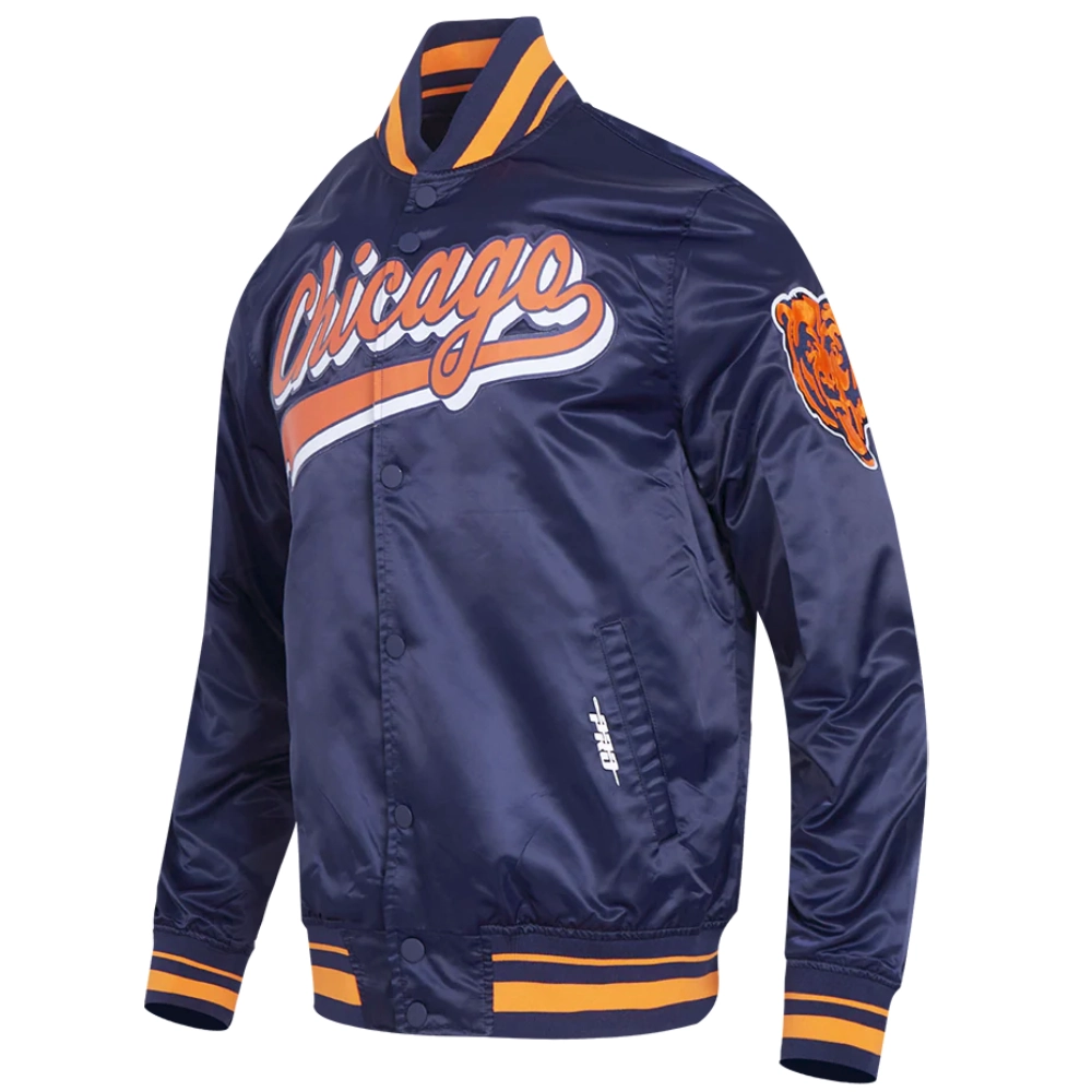 Alternative view of Chicago Bears Script Tail Navy Satin Jacket