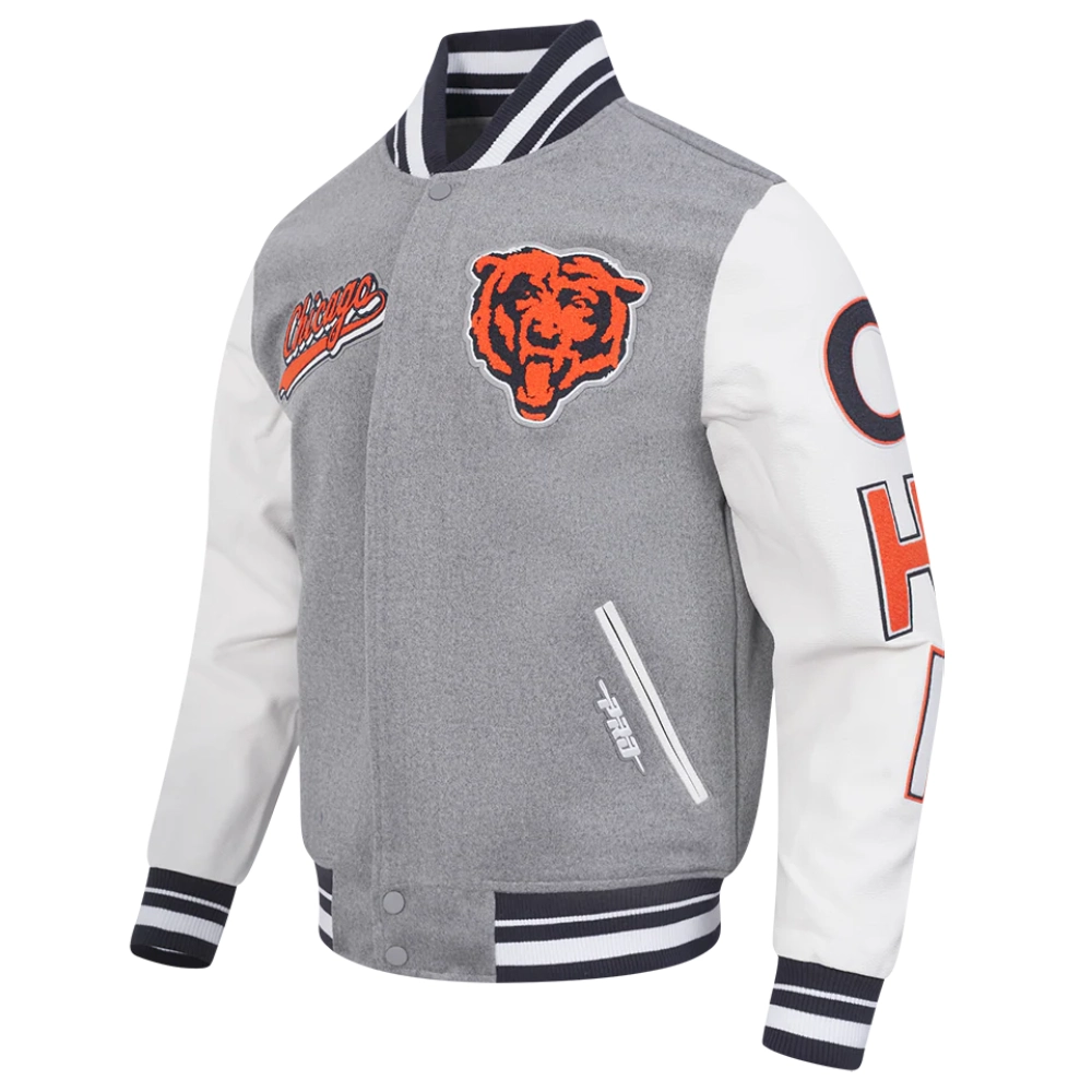 Alternative view of Chicago Bears Script Tail Wool/Leather Jacket