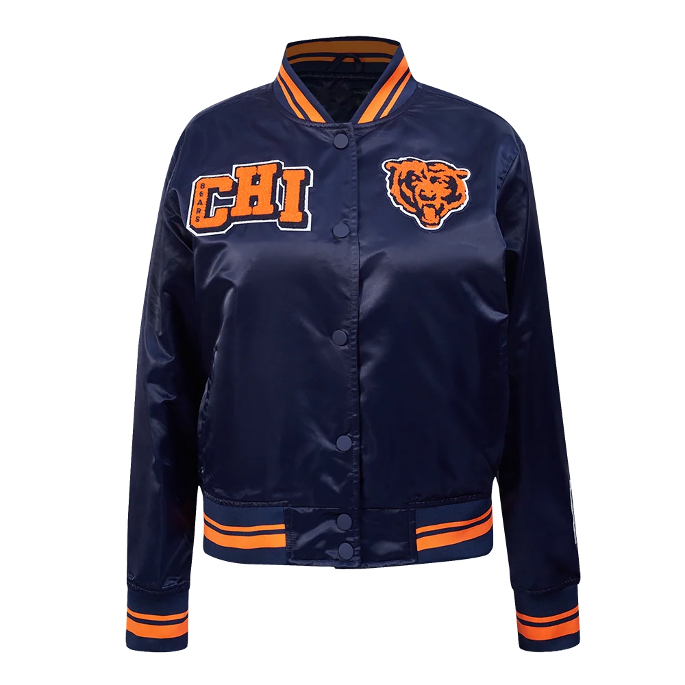 Chicago Bears Women's Mashup Navy Satin Jacket